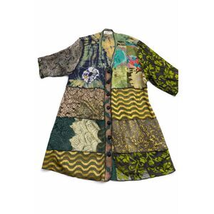 Sterling Styles VTG Hippie Boho Chic Art To Wear Colorful Silk Kimono One Size